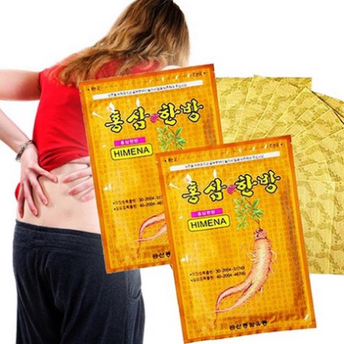 Túi 20 miếng Cao Dán Chiết Xuất Hồng Sâm Himena Hàn Quốc Đỏ Vàng Chính Hãng - Giảm Đau Cơ Đau Khớp