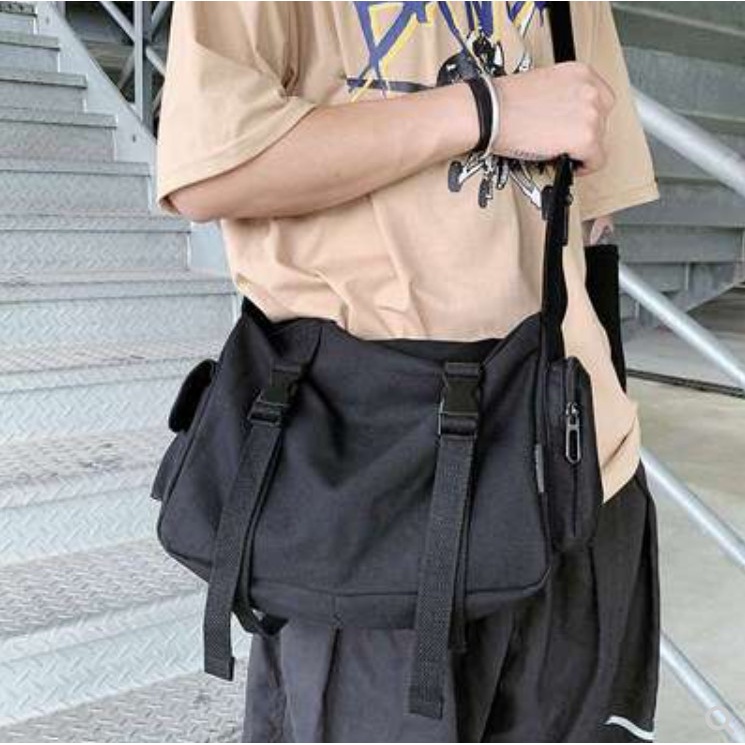 Túi chéo nam nữ vải bố dáng to để a4 nhiều ngăn bền bỉ phong cách trẻ trung
