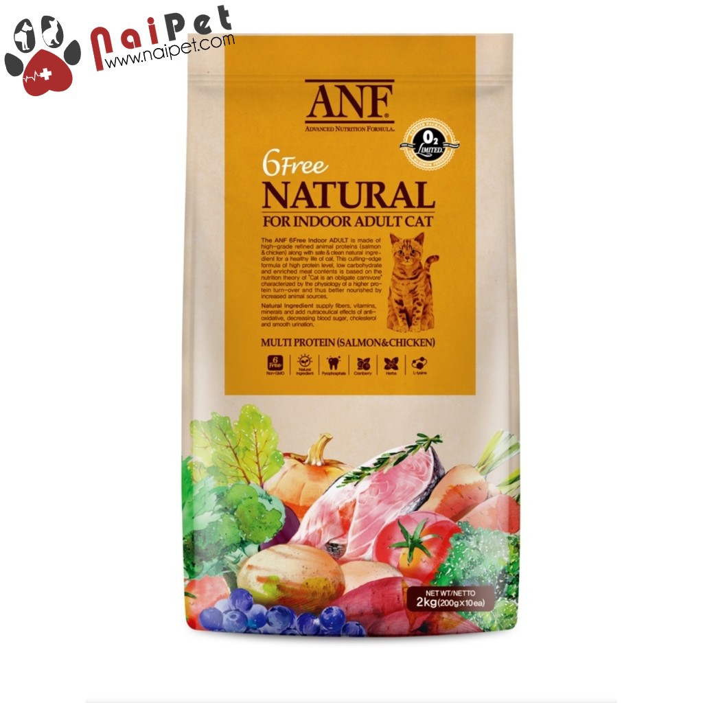 Thức Ăn Hạt Cho Mèo Trưởng Thành Vị Cá Hồi Và Gà ANF Natural For Indoor Adult Cat 6 Free 400g