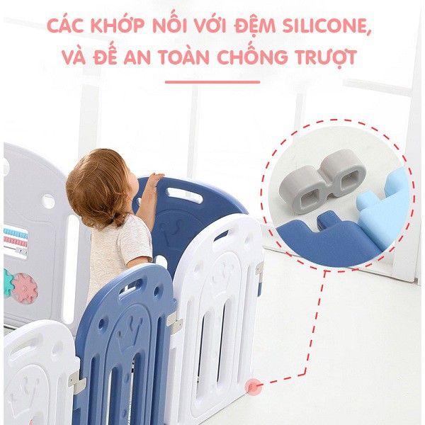 FREE SHIP !!! Quây 9BABY vương miện mẫu mới 2020 - CHÍNH HÃNG - XANH 186*216cm