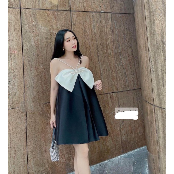 Váy tata  nơ hai dây Đầm hai dây dáng xuông