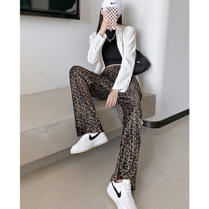 Porozi  Quần dài  lưng cao dáng rộng vải mỏng phối màu nhuộm độc đáo với 4 màu tuỳ chọn kiểu Hàn Quốc