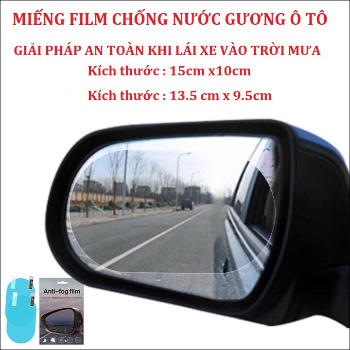 Bộ 2 Miếng film chống nước cho gương chiếu hậu ô tô loại to 15cmx10cm