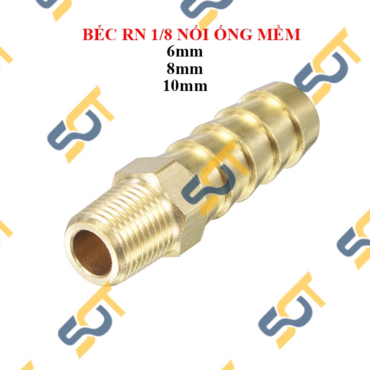 [NỐI ỐNG MỀM] Ren ngoài G 1/8 (9.6) DN6 khớp nối ống nhựa &amp; PU đuôi chuột - Đồng (male airline horse connector) Béc Búp