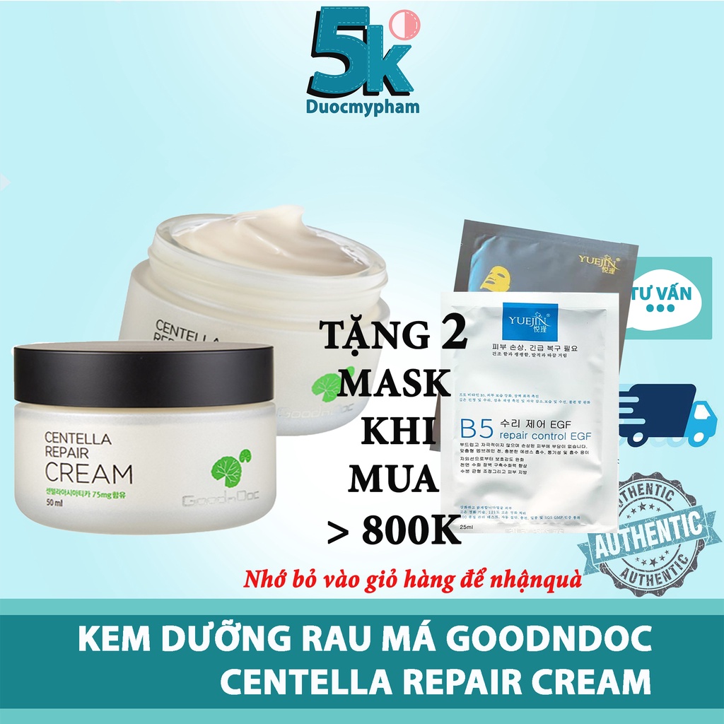 Kem Rau Má Goodndoc Centella Repair Cream Dưỡng Ẩm Phục Hồi Da 50ml