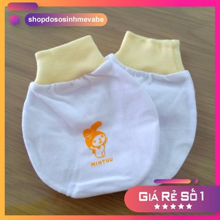 Combo 5 Set BAO TAY sơ sinh TRẮNG cổ bo Mintuu (1 đôi)