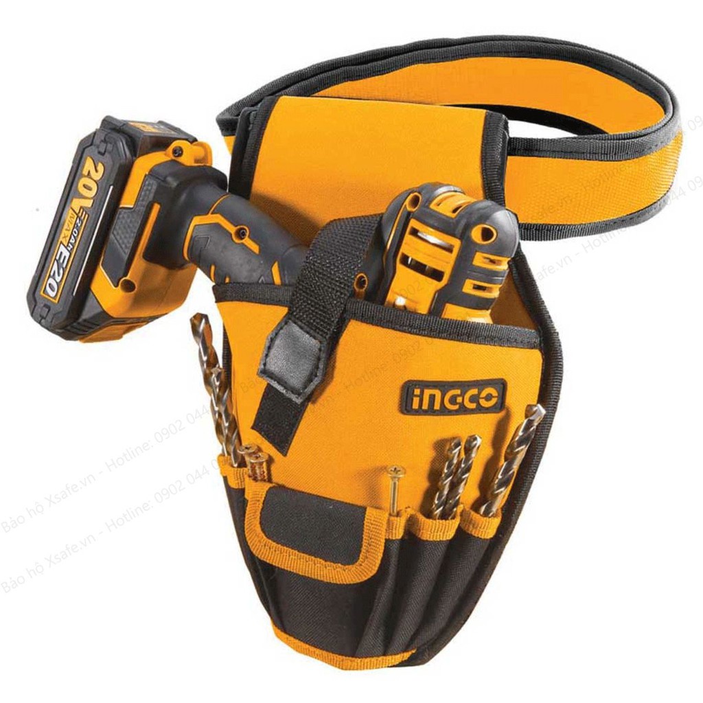 Túi dụng cụ đeo hông Ingco HTBP03011 6 ngăn, tải trọng 8kg, tặng kèm đai lưng, giỏ đựng đồ nghề năng cơ khí, điện lạnh