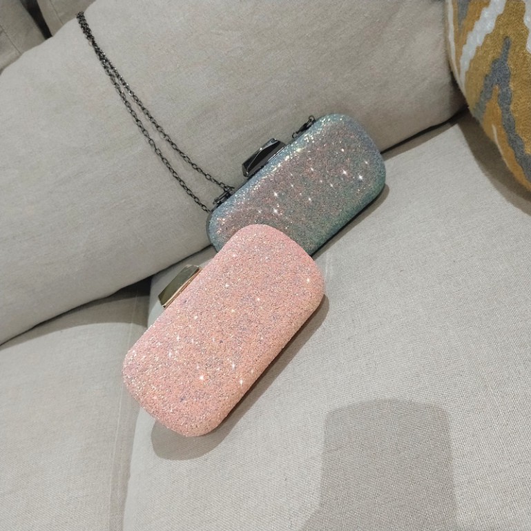 Clutch cầm tay đi tiệc hình thoi , đính kim tuyến lấp lánh T590