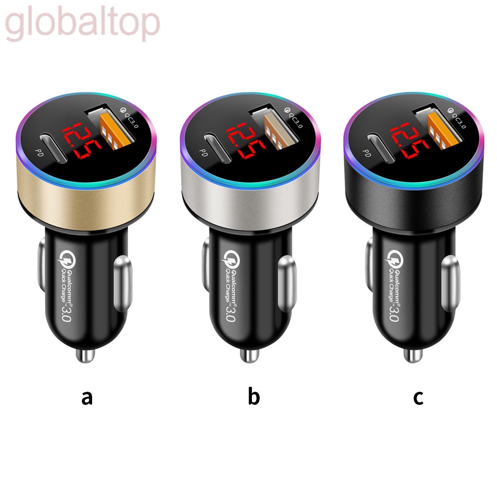 Củ sạc điện thoại/máy tính bảng 12V/24V cổng USB Type-c có màn hình LED cho xe hơi