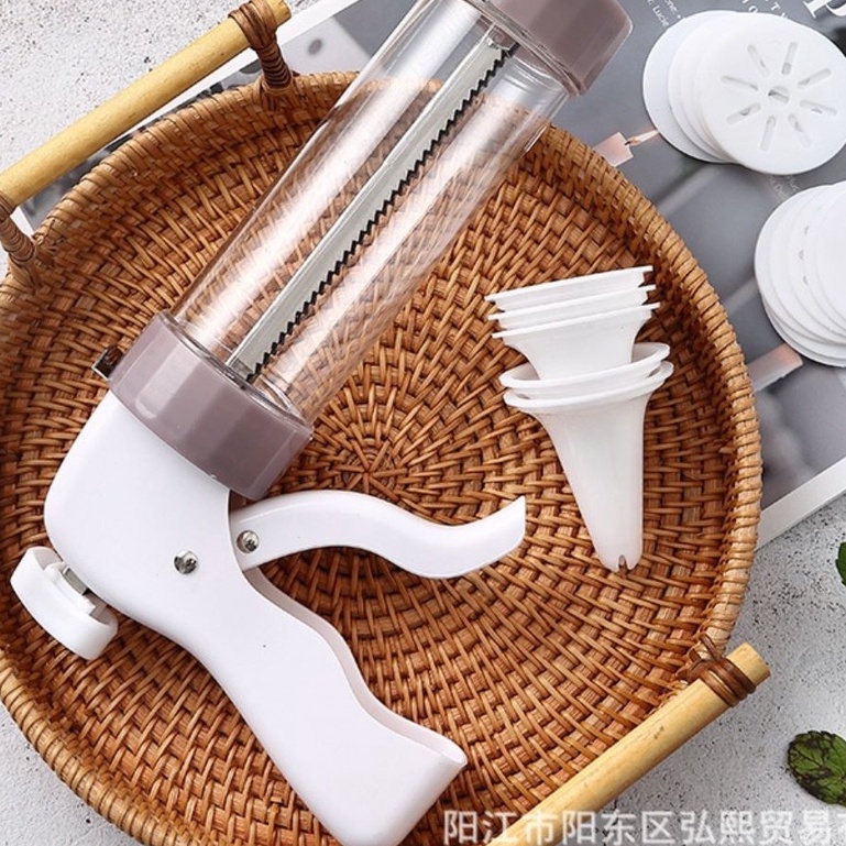 Đui Bắt Kem + Ống Bơm Làm Bánh Quy Thiết Kế Tiện Dụng Cookies Press Nhựa - Các Mẫu Đui Bắt Kem Làm Bánh Thông Dụng