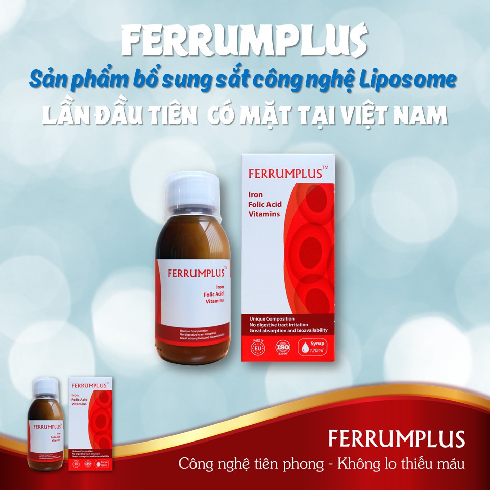 Siro sắt Ferrumplus 120 ml (Chính hãng) - Bổ sung Sắt cho mọi đối tượng, không tanh, không táo bón