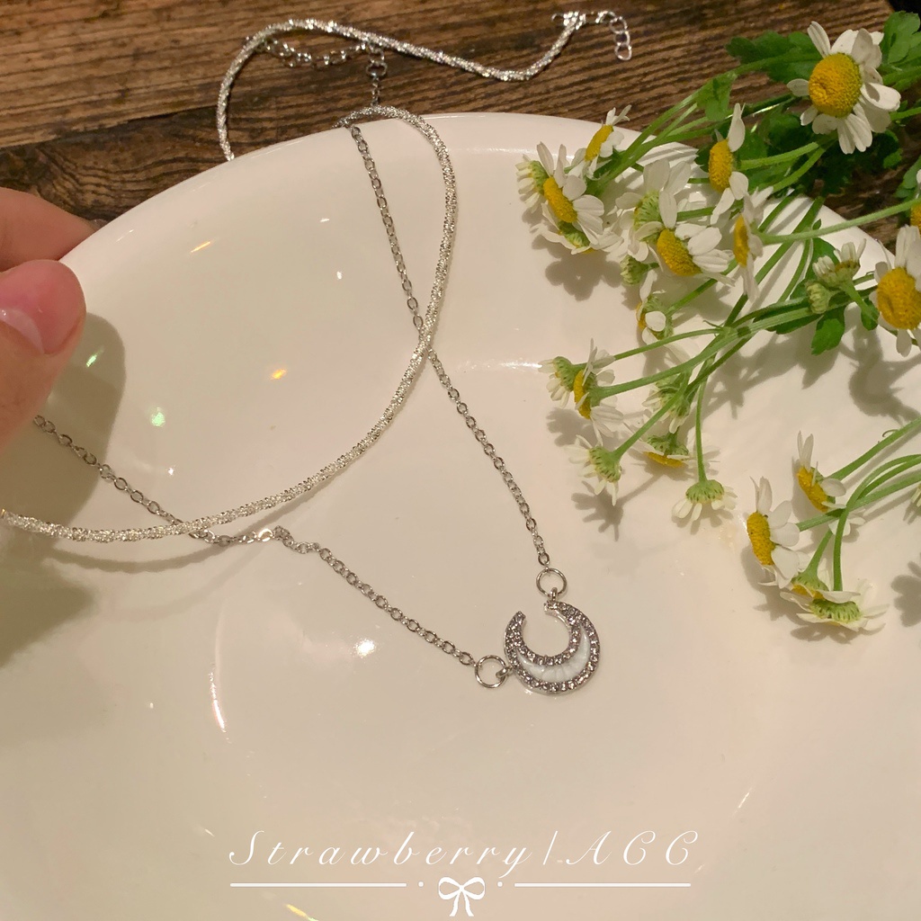 Vòng cổ Hai Lớp Hình Mặt Trăng Sang Trọng Phong Cách Harajuku