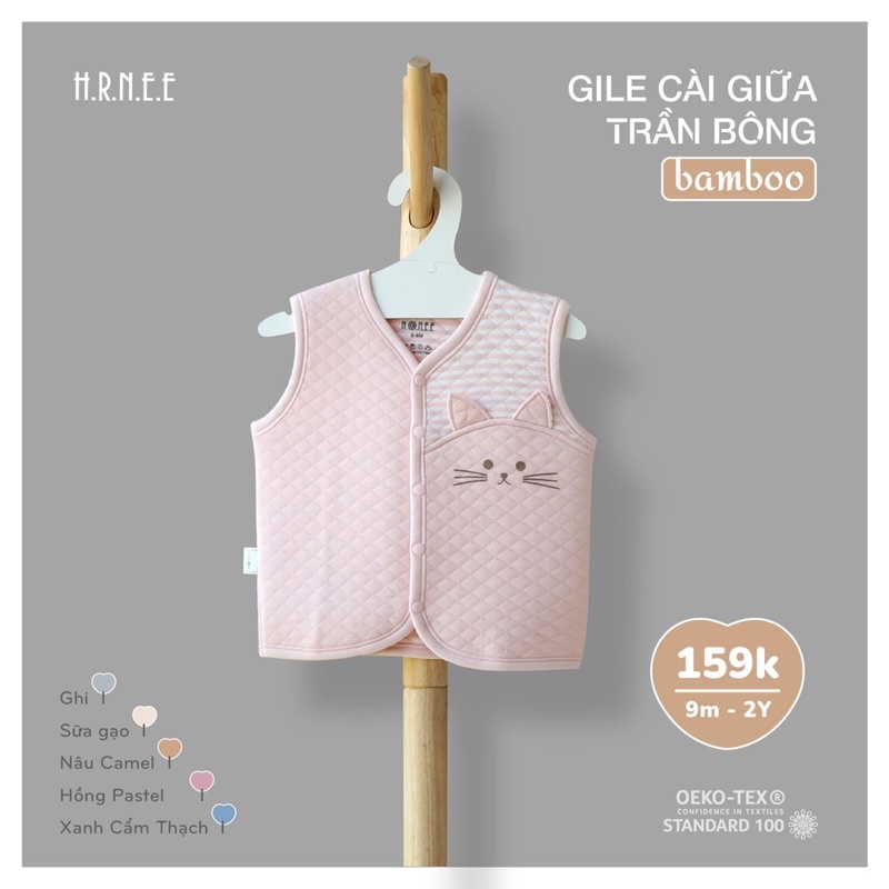 HRNEE - Áo Gile cài giữa trần bông Bamboo LIC11KUZAX