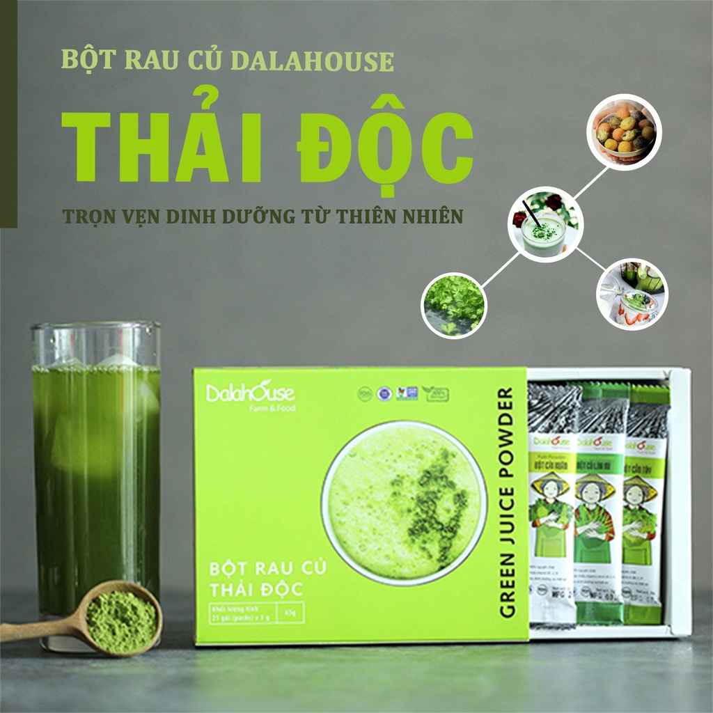 Bột Rau Củ Thải Độc Dalahouse 63gr Sấy Lạnh Nguyên Chất, Đào Thải Độc Tố, Cân Bằng Cơ Thể