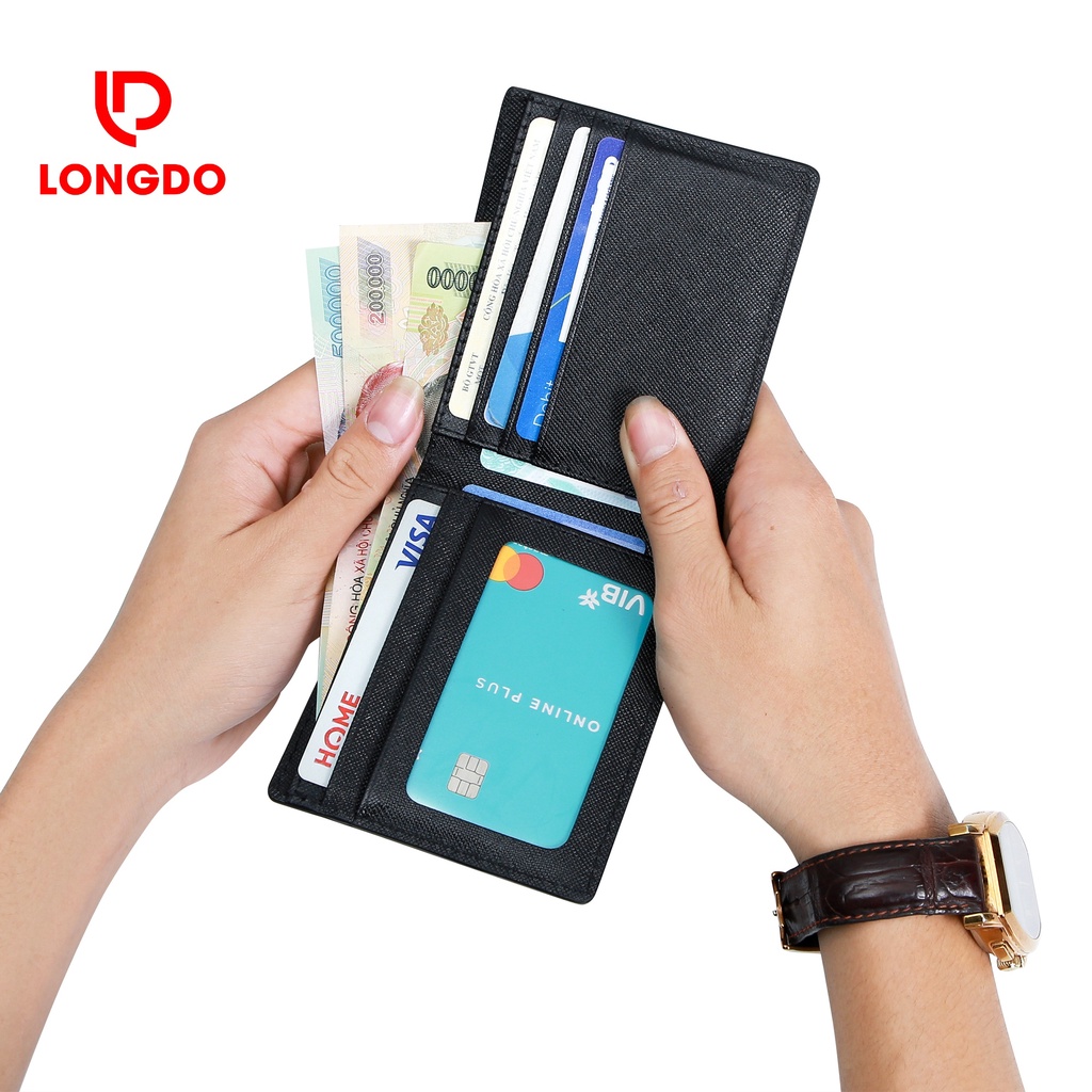 Ví da nam ngang cao cấp - Cam kết 100% da bò thật - Bảo hành 5 năm - Thương hiệu uy tín Longdo Leather - B02