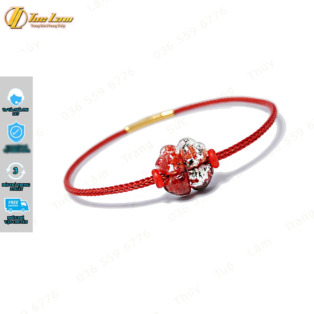 Vòng tay cỏ 4 lá may mắn ưu linh màu đỏ hợp mệnh hỏa thổ mang lại hạnh phúc bình an - Tuệ Lâm