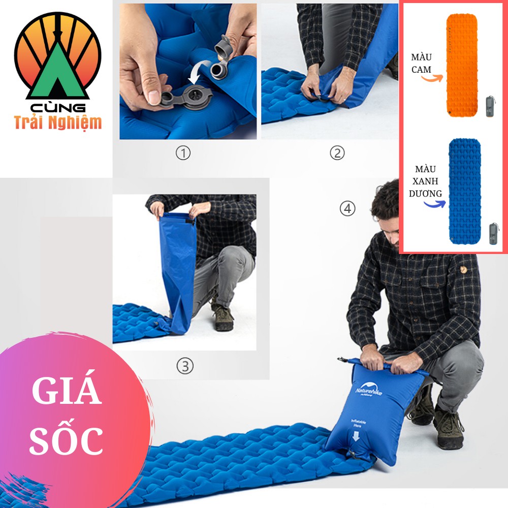 Đệm, Nệm bơm hơi chống Thấm cho Văn Phòng Du Lịch Dã Ngoại Cắm Trại NatureHike NH19Z032-P