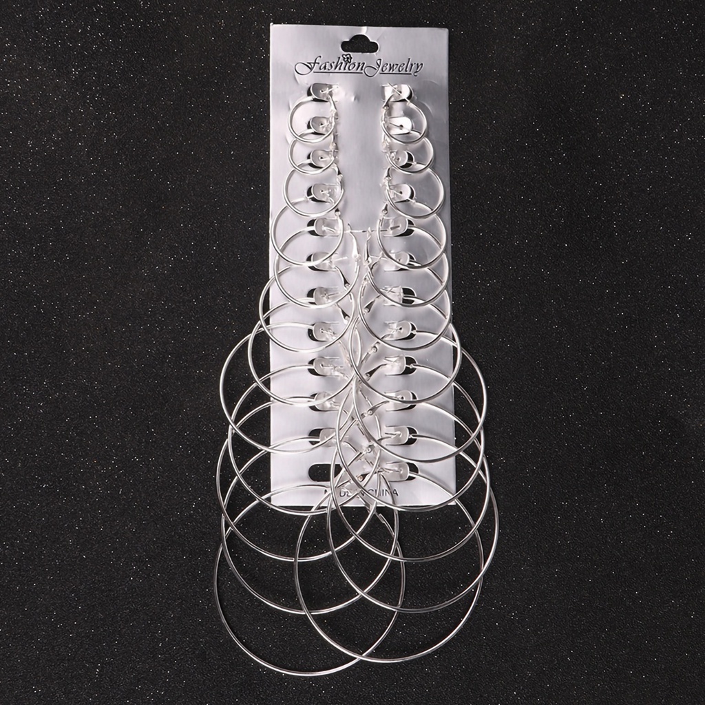 Set 12 đôi khuyên tai tròn mạ vàng / bạc thời trang cá tính dành cho nữ