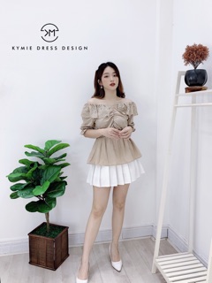 Áo vạt ren nhún eo