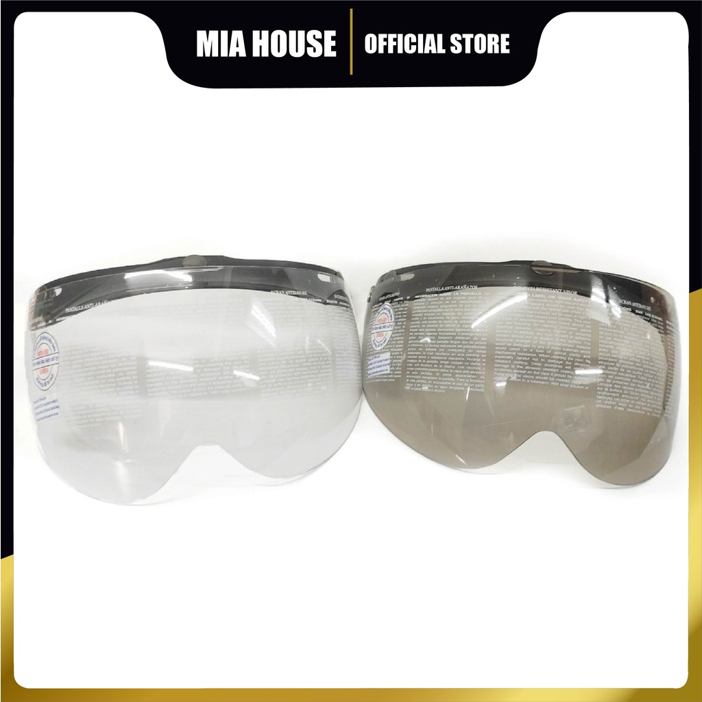 Kính rời 3 khuy Sunda 105CA lắp mũ bảo hiểm 1/2 hoặc ba phần tư - Kính che 3/4 mặt, hàng chính hãng Sunda