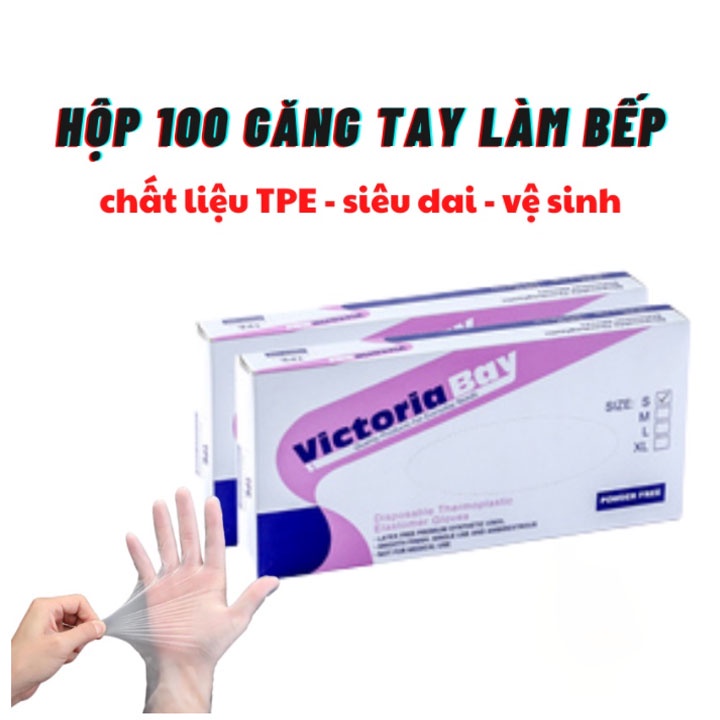 Găng Tay Làm Bếp - Hộp 100 găng tay rửa bát làm bếp vệ sinh, Bao tay siêu dai chất liệu TPE - Gia Dụng Tân Thanh