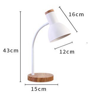 Đèn ngủ để bàn cán gỗ, đèn đầu giường phong cách Hàn Quốc đèn học Tặng kèm bóng LED xoay 360 độ