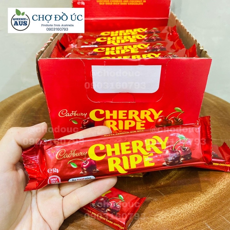 Chocolate cherry nhân dừa CADBURY Cherry Ripe túi 12 thanh 180g - nhập Úc 🇦🇺