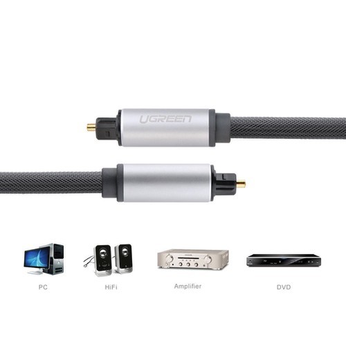 Cáp Audio Quang (Toslink, Optical) Dài 1M Ugreen 10539 vỏ nhôm - Hàng Chính Hãng