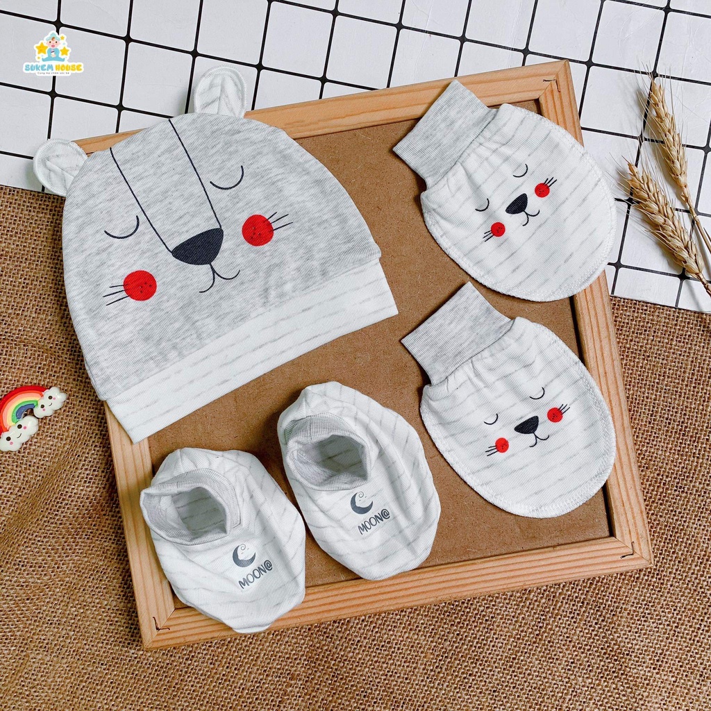 Mũ, bao chân bao tay Moon cho bé sơ sinh - Phụ kiện mũ, set bao tay bao chân cho bé