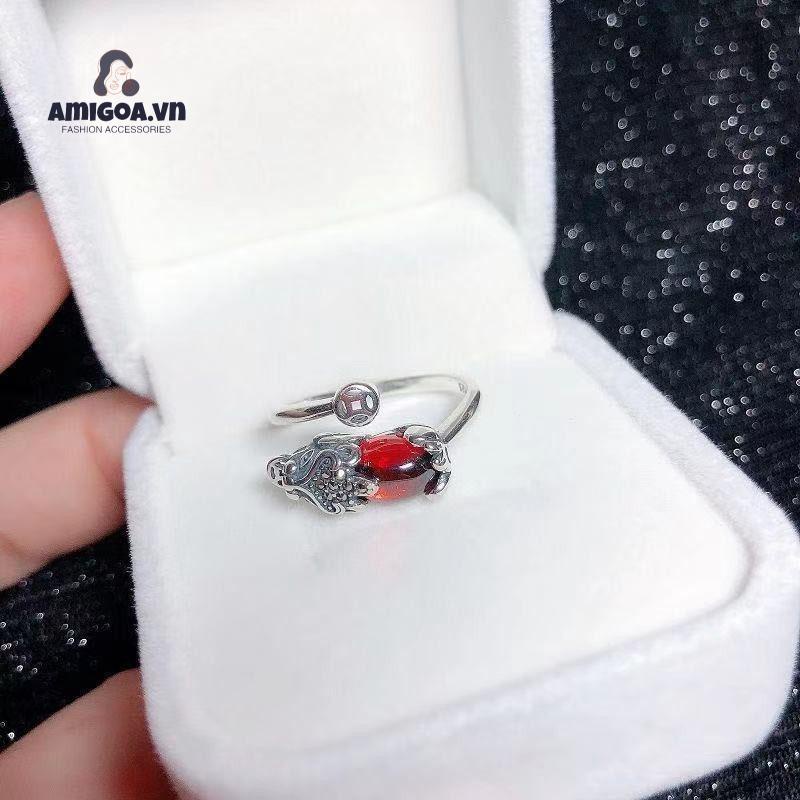 ✨✨Nhẫn Đồng Mạ Bạc Khắc Hình Sáu Trái Tim Phong Cách Cổ Điển Dành Cho Nam Nữ