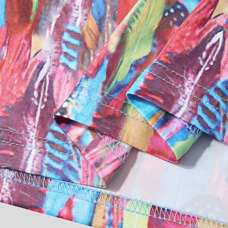 INCERUN Áo Thun Cổ Tròn In Họa Tiết Sau Lưng Phối Tua Rua Thời Trang Cho Nam