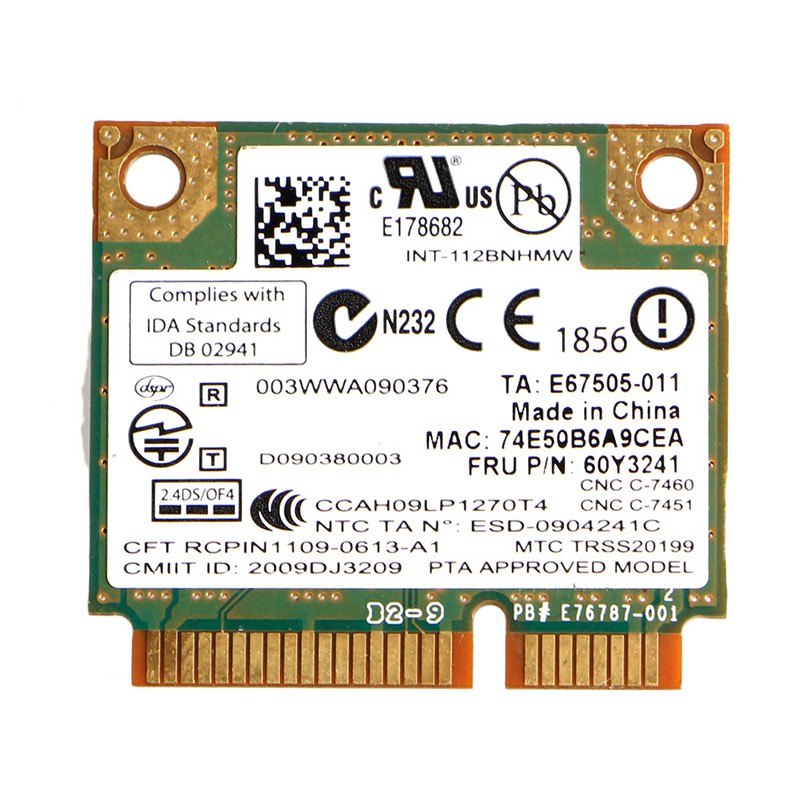 Thẻ Wifi Intel Centrino mini không dây chuẩn N 1000 802.11 b/g/n 112BNHMW PCI-E