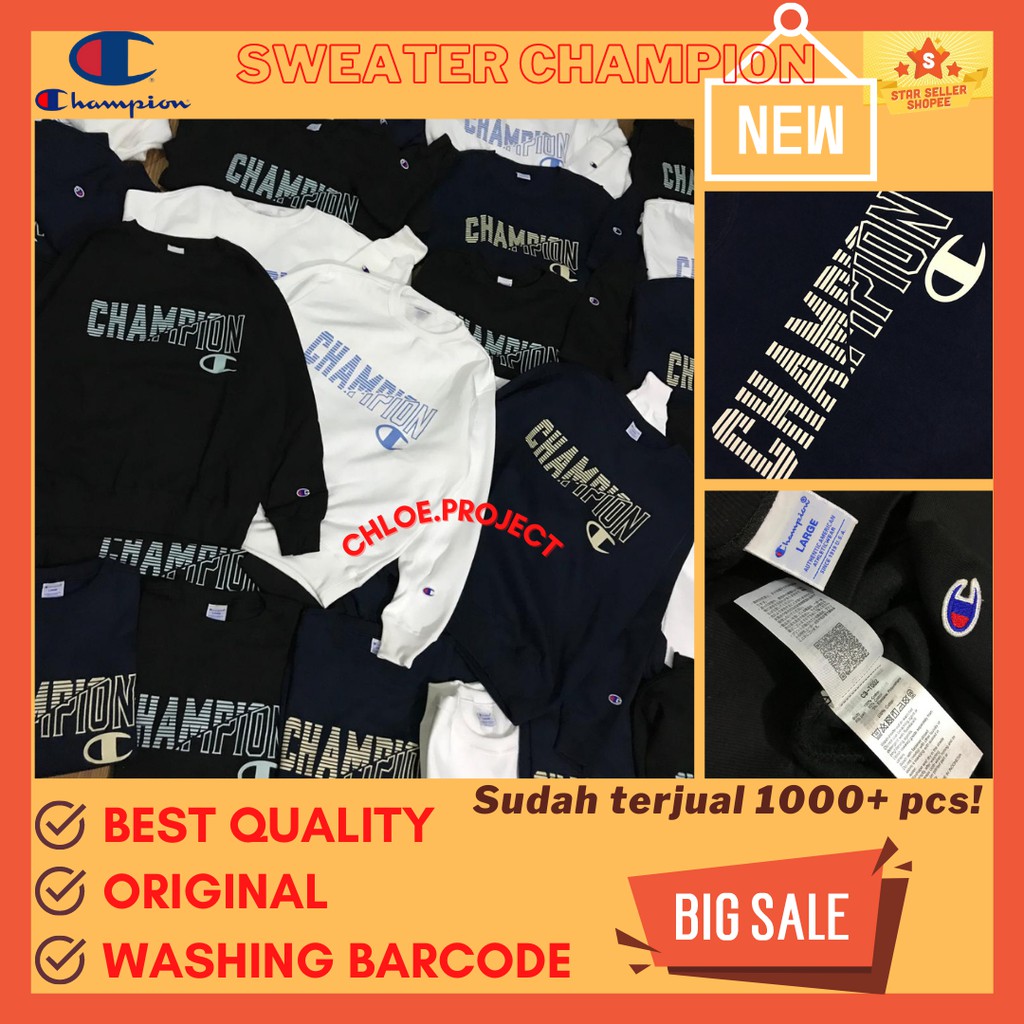 Áo Sweater Tay Dài In Chữ Champion Thời Trang Sành Điệu Cao Cấp