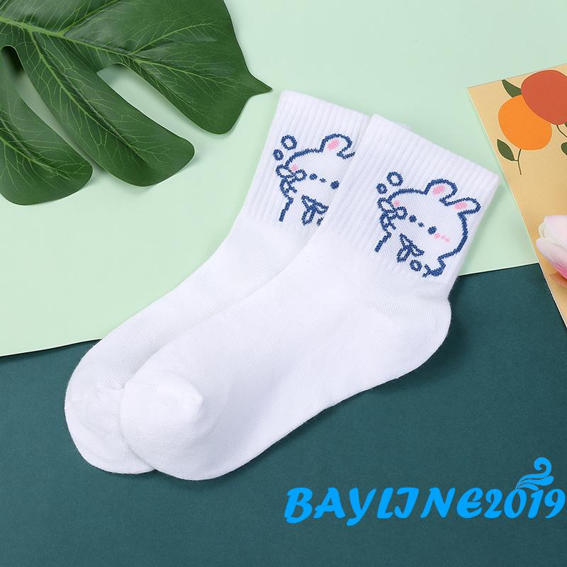 BAY-Vớ giữ ấm họa tiết thỏ hoạt hình dễ thương cho người lớn chạy bộ/thể thao