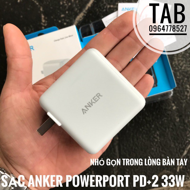 Sạc Anker PowerPort Pd+2 33w , Usb-c PD, PowerIQ2.0 - A2626 ( BH 18 Tháng )