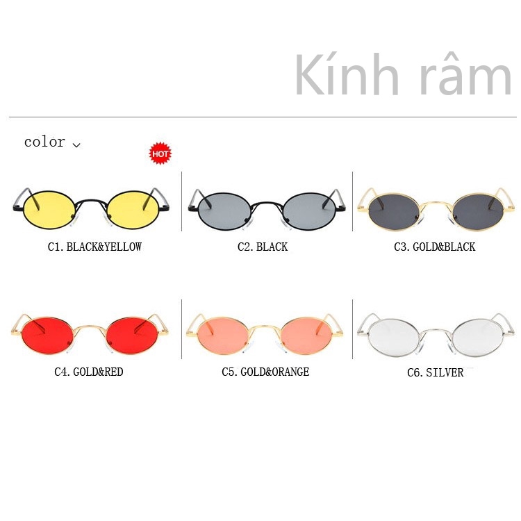 Kính mát gọng Oval nhỏ phong cách retro năng động
