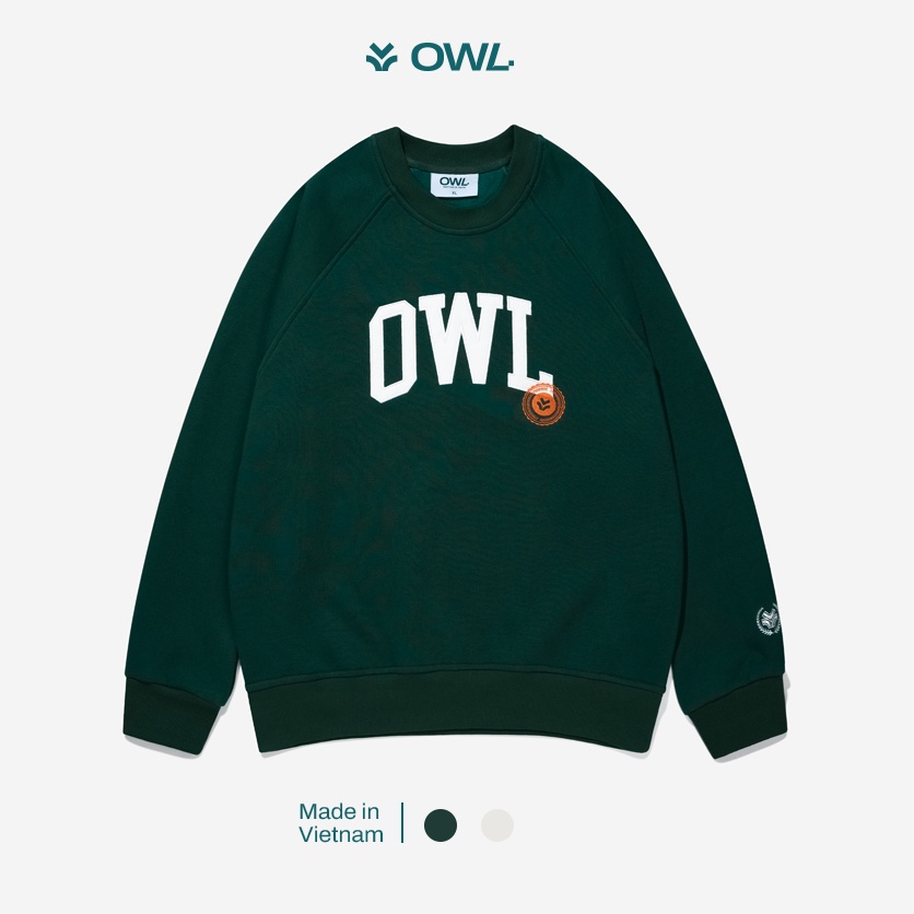 OWL BRAND® - UNIVERSITY SWEATSHIRT - Áo nỉ chui đầu màu Xanh lá - OWL281121
