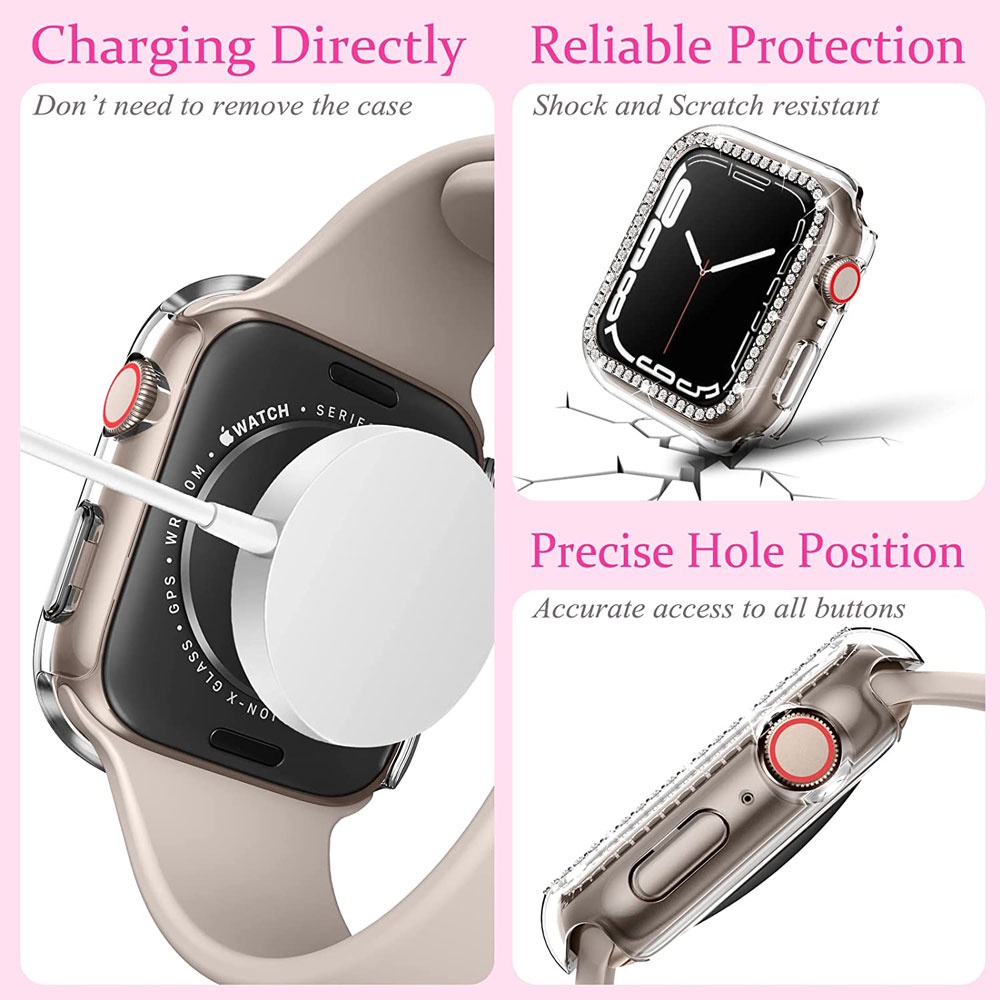 Ốp Lưng Lấp Lánh Bảo Vệ Cho iWatch Series 7 6 5 4 3 2 1 7 45mm 41mm