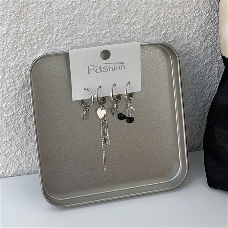 Set 4 Khuyên Tai Kim Loại Màu Sắc Thời Trang Dành Cho Nữ