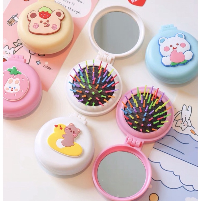 Lược Gương [2in1] Mini Gấp Gọn Tiện Ích Siêu Cute