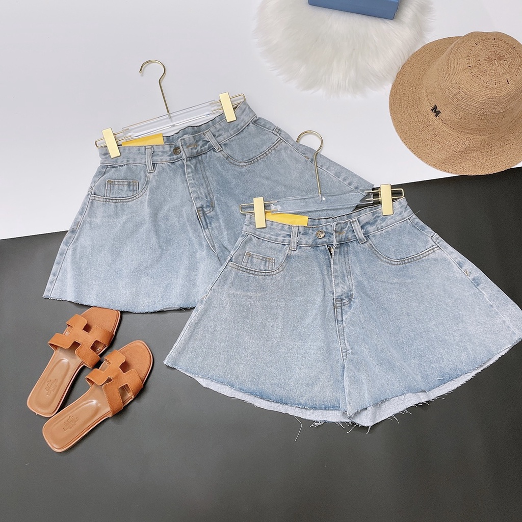 Quần Váy Jean Nữ Xòe 🦋 Quần Short Bò Ống Rộng Dáng Chữ A Full Size 🦋