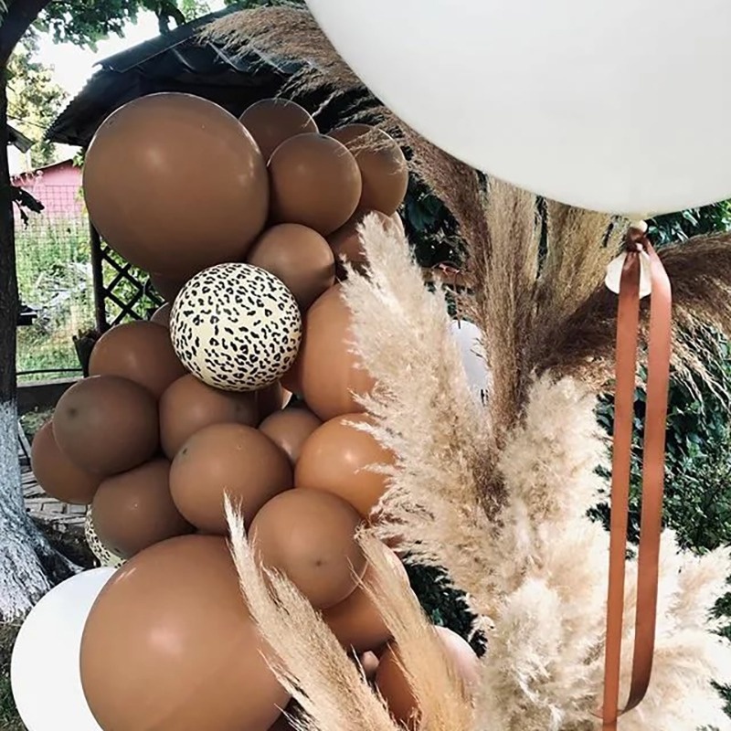 Set 50 Bong Bóng Cao Su Màu Nâu Vàng Phong Cách Retro Trang Trí Sự Kiện