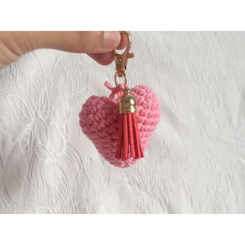 [Móc khoá len handmade] - Móc khoá trái tim bằng len - Móc khoá handmade-  Heart Key chain