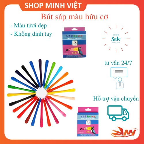Màu Hữu Cơ Cho Bé, Bộ Bút Màu 12 & 24 Màu Không Dính Tay, Màu Tươi Tô Đẹp