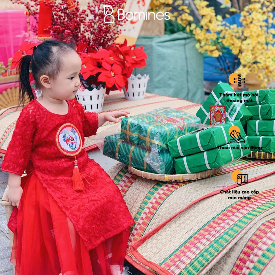Áo Dài Bé Gái Bomines, Áo Dài Tết Cách Tân Hình Unicorn Elsa Xinh Xắn Cho Bé Từ 4 Tuổi đến 12 Tuổi khoảng 14kg đến 36kg