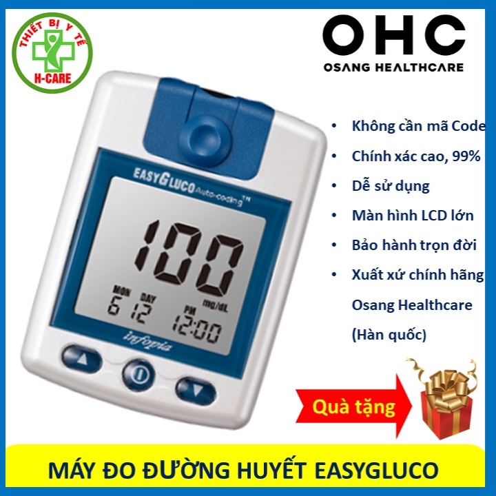 Máy đo đường huyết Hàn Quốc EasyGluco bảo hành vĩnh viễn máy đo tiểu đường easy gluco, thử duong máu nhanh, chính xác