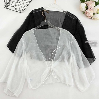 Áo khoác voan mỏng croptop thắt dây nơ ngực siêu xinh