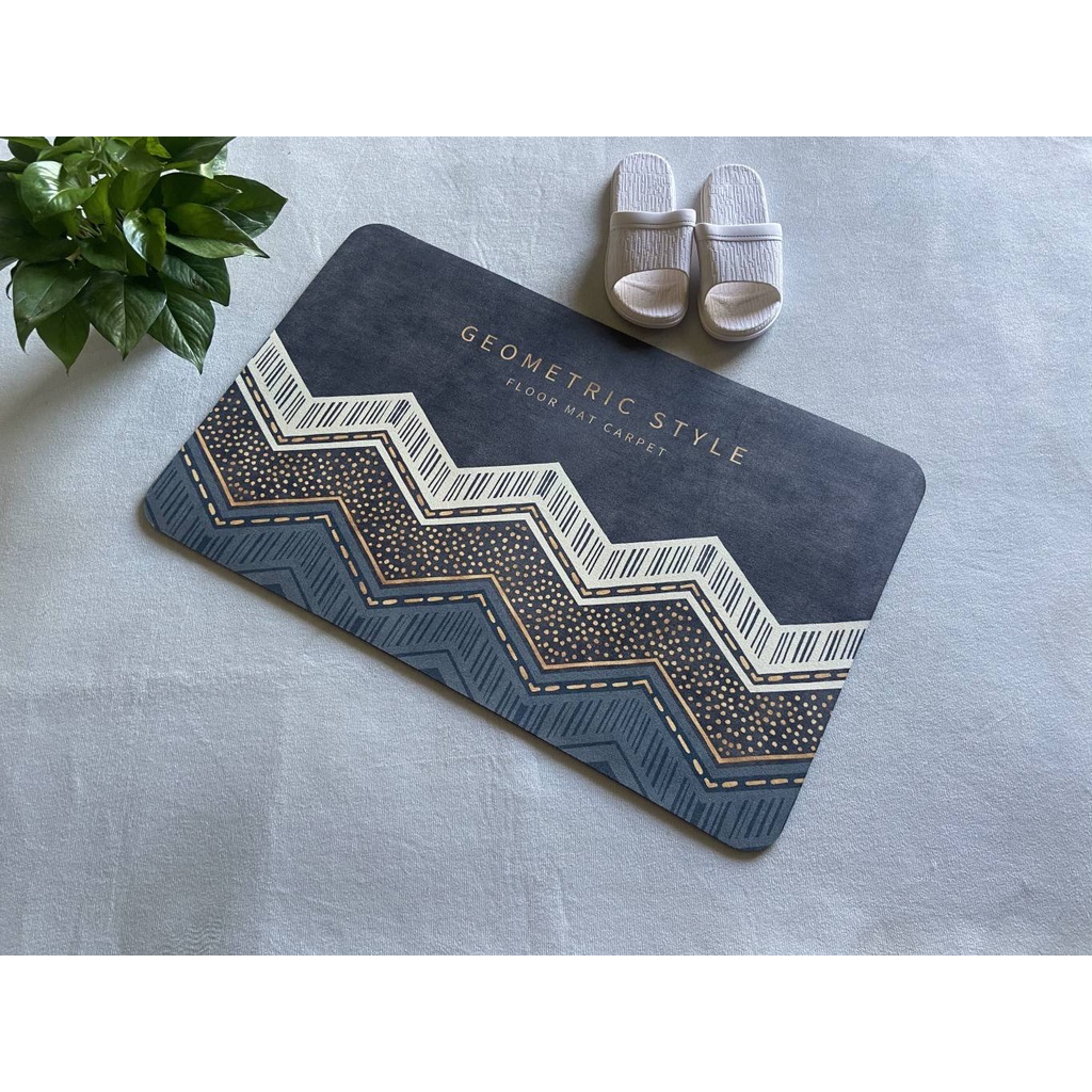 Thảm Lau Chân Chùi Chân Silicon trải sàn vân đá siêu thấm hút nước phòng tắm chống trượt cao cấp đế cao su chất siêu dày