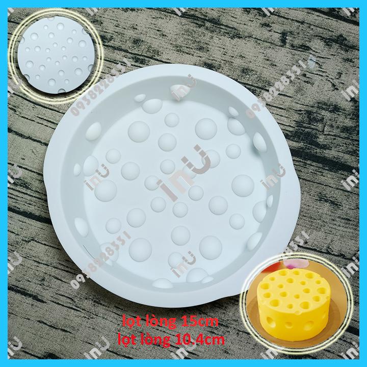 HCM - Khuôn silicon tròn phô mai nướng bánh bông lan, đổ râu câu phô mai