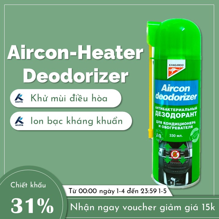 Bình xịt khử mùi điều hòa ô tô và máy lạnh xe hơi (xịt tia nước) Aircon/ Heater Deodorizer Klink hương bạc hà